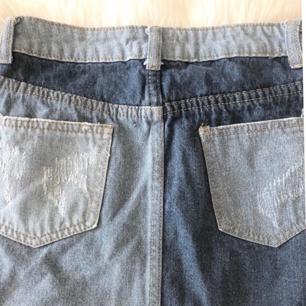 Sunset & Spring Patchy Destroyed Denim Mini Skirt… - image 8